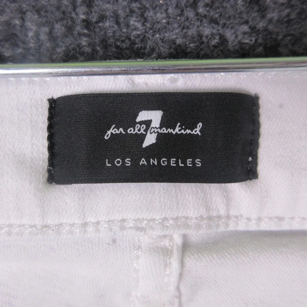 7 For All Mankind The High Waist Ankle Skinny Jeans Womens 25 White Denim